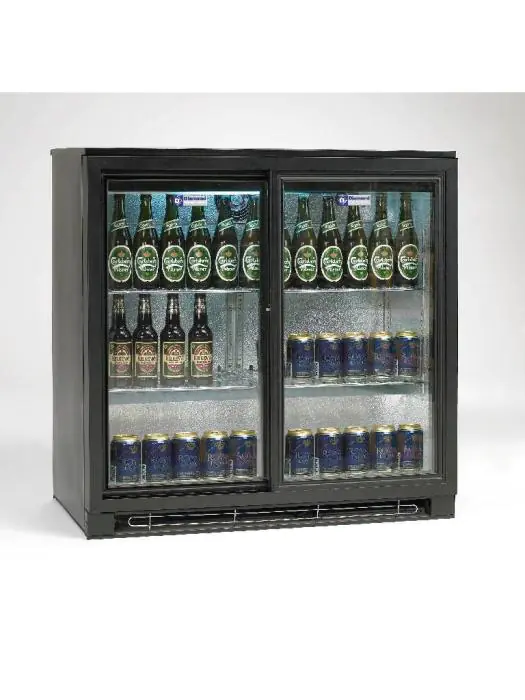 Koelkast - 191 Liter - 2-Deurs - Glazen Deur - Geventileerd - Zwart - Diamond TABS2/T-R6 €885.06 Koelkasten met glazen deur