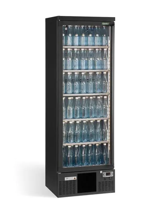 Koelkast - 300 Liter - 1-Deurs - Glazen Deur - Geforceerd - Zwart - Gamko MG2/300LG €2,849.00 Koelkasten met glazen deur