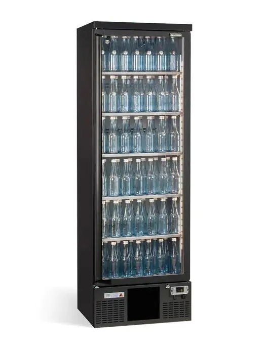 Koelkast - 300 Liter - 1-Deurs - Glazen Deur - Geforceerd - Zwart - Gamko MG2/300RG €2,849.00 Koelkasten met glazen deur