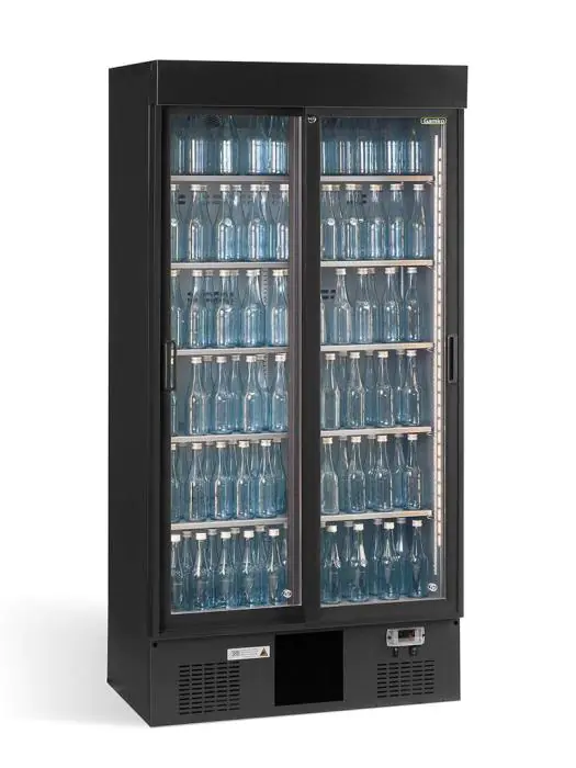 Koelkast - 500 Liter - 2-Deurs - Glazen Deur - Geforceerd - Zwart - Gamko MG2/500SD €4,359.00 Koelkasten met glazen deur