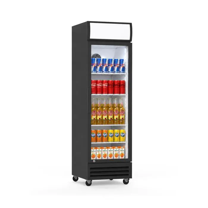 Koelkast - 360 Liter - 1-Deurs - Glazen Deur - Geventileerd - Zwart - G-Line HW-129410 €439.00 Koelkasten met glazen deur