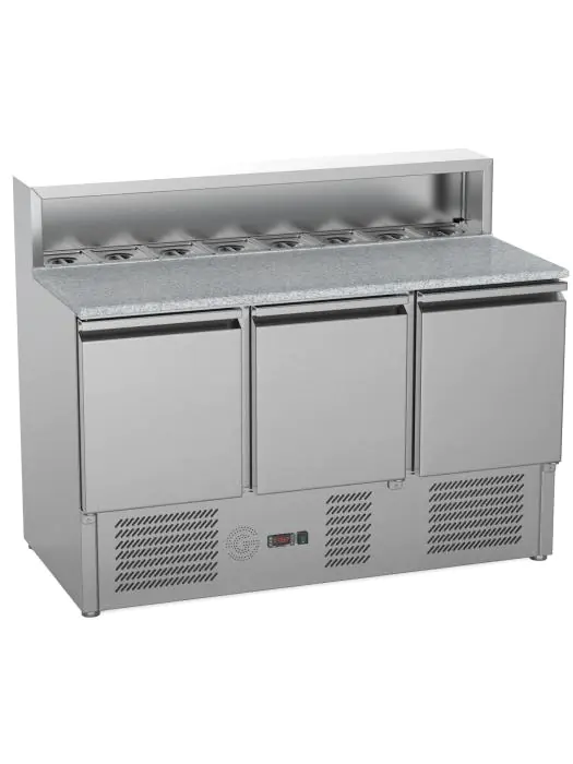 Pizzawerkbank - 3-Deurs - 368 Liter - RVS - 230V - H 86 x B 136 x D 70 CM - G-Line 26286 €749.00 Pizzawerkbanken