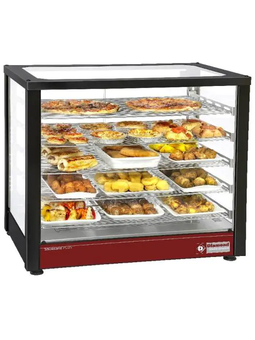 Warmhoudvitrine - 5 Niveaus - H 64 x 78 x 49 CM - Zwart - Diamond - HSD5-B2 HSD5-B2 €1,300.50 Warmhoudvitrine