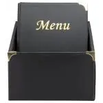 Menubox Basic - 10 Stuks - A4 - Gouden Randen - Zwart - Kunststof - Securit MC-BOX-BRA4-BL €87.95 Menukaarten