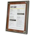 Menukaart Display - Veiligheidsglas - Walnoot - RVS - H 37 x B 28 CM - Securit MCS-A4-WAL €59.95 Menukaarten