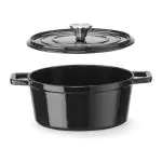 Braadpan - Met Deksel - Geëmailleerd Gietijzer - 3.7 L - Ø 18.4 CM - Zwart - Hendi H626870 €59.50 Braadpan