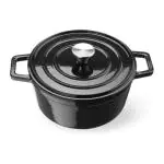 Braadpan - Met Deksel - Geëmailleerd Gietijzer - 3.7 L - Ø 18.4 CM - Zwart - Hendi H626870 €59.50 Braadpan