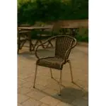 Terrasstoel Cannes - Stapelbaar - Armleuning - Gevlocht Riet - Bruin - Aluminium - G-Line HW-31196 €42.95 Terrasstoelen