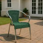Terrasstoel Cannet - Stapelbaar - Armleuning - Gevlocht Riet - Donkergroen - Aluminium - G-Line HW-12464 €42.95 Terrasstoelen