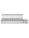 Gekoelde Opzetvitrine - 9 x 1/3 GN - RVS Opzet - 230V - B 200 CM - G-Line 26304 €409.00 Vitrine met rvs deksel