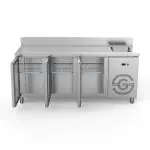 Koelwerkbank - 3-Deurs - Opstaande Rand - Met Spoelbak - H 85 x B 180 x D 70 CM - RVS - G-Line GL-072505 €1,499.00 Koelwerkbanken