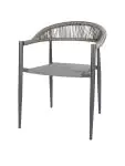 Terrasstoel Joanna - Stapelbaar - Armleuning - Rattan - Antraciet - G-Line 81274 €59.95 Terrasstoelen