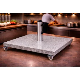 Parasolvoet - 90 KG - Incl. 4 Wielen - Graniet - H 6.5 x B 70 x D 70 CM - G-Line