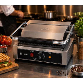 Contactgrill - Enkel - Ribbel / Ribbel - RVS - 230V - G-Line