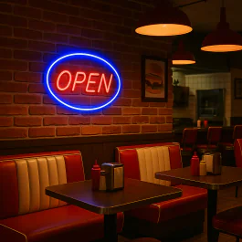 Neon verlichting tekst- Open - LED - Blauw/Rood - G-Line