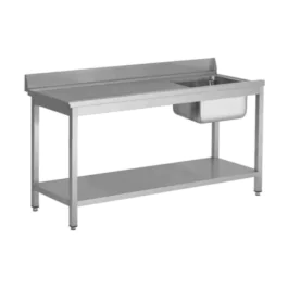 Aanvoertafel - H 85 x B 120 x D 75 CM - Met Onderschap - Links v/d Vaatwasser - Demontabel - G-Line