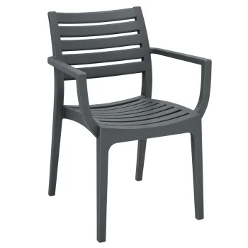 Terrasstoel Artemis - Met Armleuningen - Stapelbaar - Kunststof - Donkergrijs - G-Line