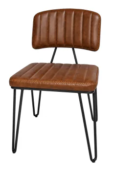 Stoel Cindy - Kunstleer - Bruin - Zwart metalen frame - G-Line