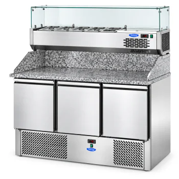 Pizzawerkbank - 3 Deuren - Zonder Koelopzet - Motor Onder - Tecnodom - OP=OP