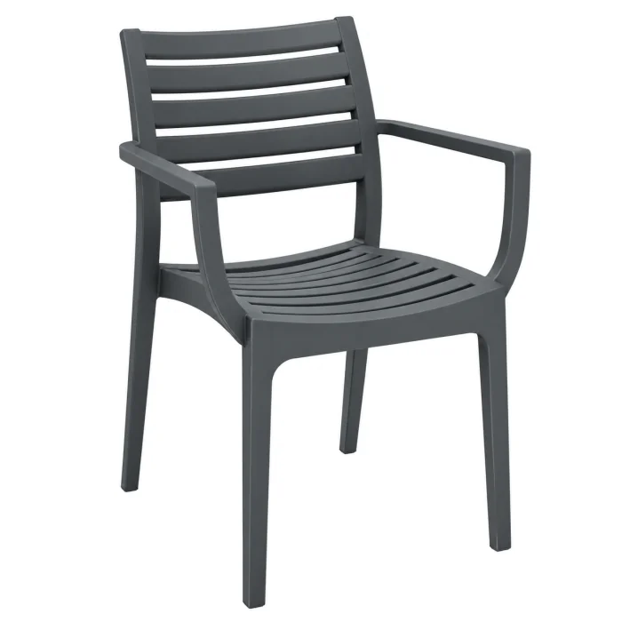 Terrasstoel Artemis - Met Armleuningen - Stapelbaar - Kunststof - Donkergrijs - G-Line GL-153743 €43.00 Terrasstoelen