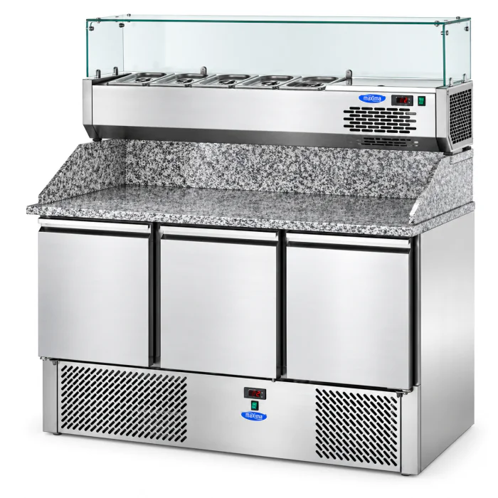 Pizzawerkbank - 3 Deuren - Zonder Koelopzet - Motor Onder - Tecnodom - OP=OP 69718 €1,569.00 Pizzawerkbanken