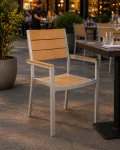 Terrasstoel Forest - Stapelbaar - Armleuning - Licht Hout - G-Line 75451 €49.95 Terrasstoelen