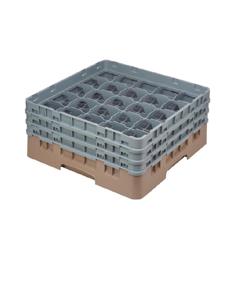 Vaatwaskorf - 25 comparitmenten - Beige - H 22.5 x 50 x 50 CM - Polypropyleen - Cambro - DE789