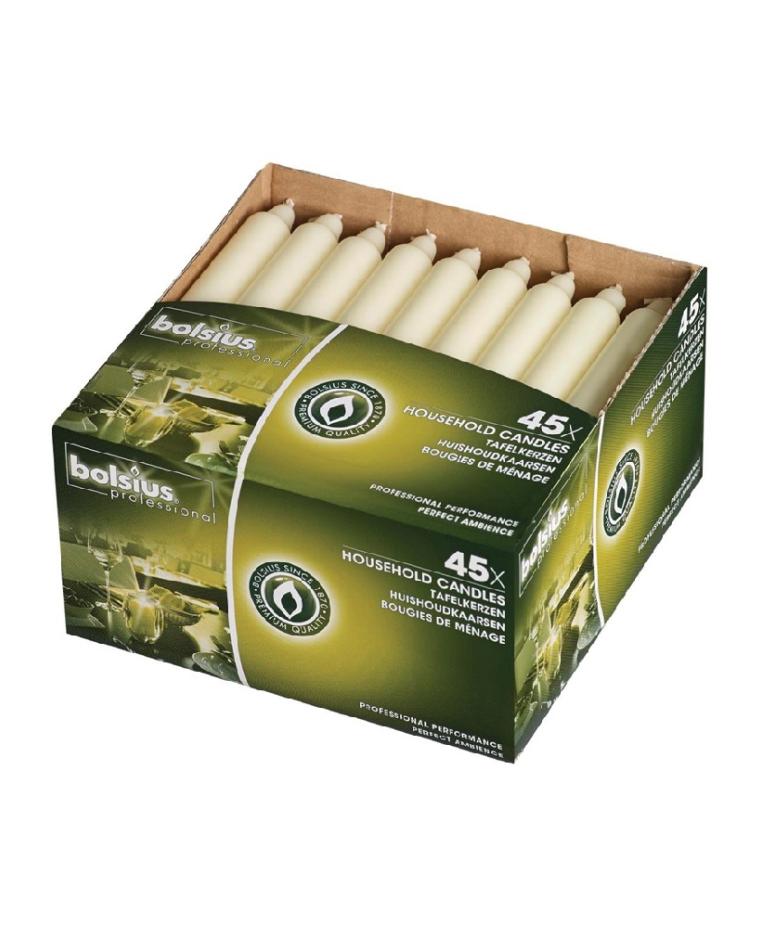 Dinerkaarsen - 45 stuks - Ivoor - H 17.7 CM - Was - Bolsius - P999