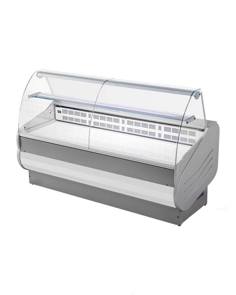 Koeltoonbank Master - 200 CM - Gebogen ruit - 490W - 230V - Wit/Grijs - Promoline