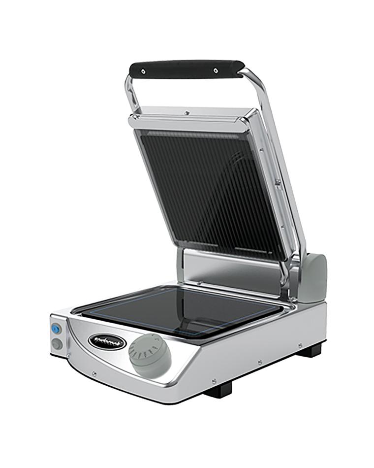 Contactgrill Solo - H 17.6 x 33.1 x 45.8 CM - 10 KG - 220-240 V - 1350 W - RVS - Geribbeld / Glad - +120°C / +400°C - Keramisch - SpidoCook - 596050