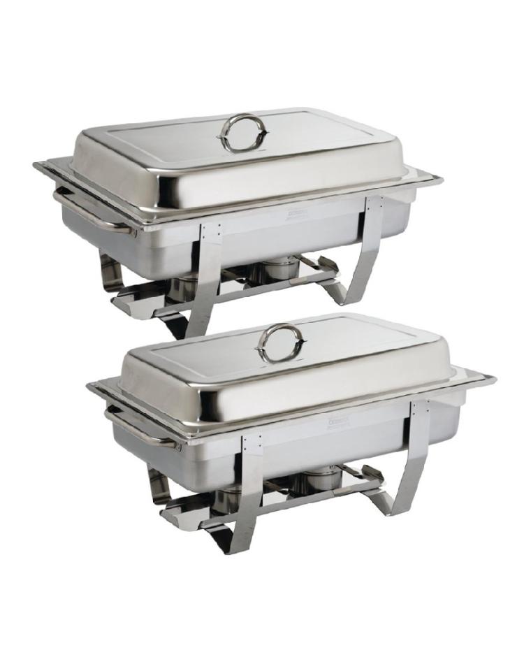 Chafing dish set - 1/1 GN - 9 Liter - 2 stuks - Zilver - H 27 x 33.2 x 59 CM - RVS - Olympia - S300