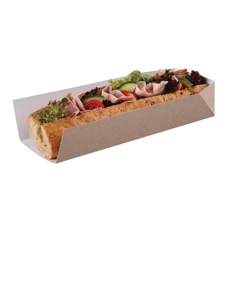 Wegwerp baguettedoosje - 500 stuks - H 5 x 8 x 25 CM - Karton - Colpac - CK937