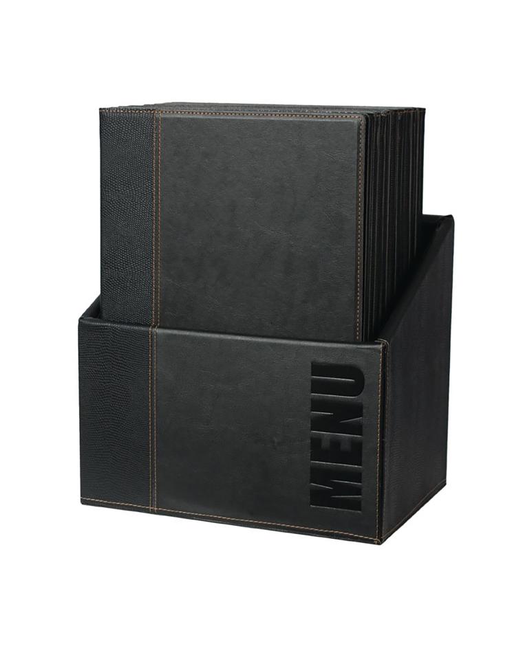Menuhoezen - A4 - Met opbergdoos - 20 stuks - H 34 x 25.4 x 0.5 CM -  Pu Leer - Securit - U266