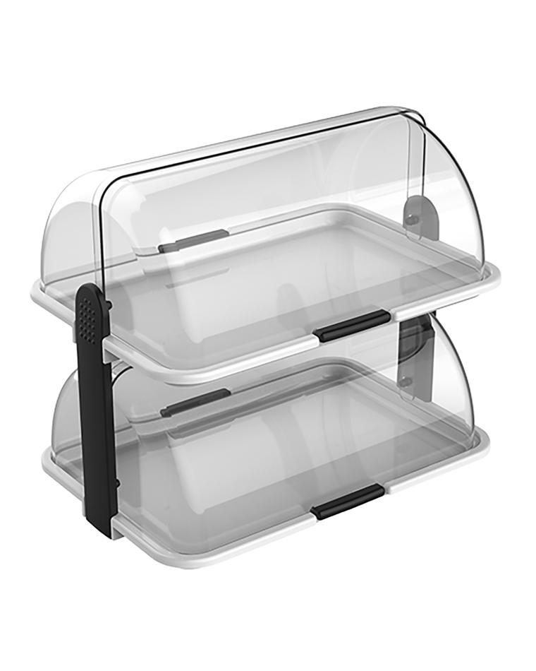 Buffetvitrine - H 40.5 x 46.5 x 31.5 CM - 3.1 KG - Polypropyleen - Transparant - Rolltop Deksel - 245020