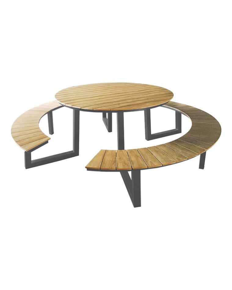 Picknicktafel Rond - Ø250 CM - Polywood / Aluminium - Promoline