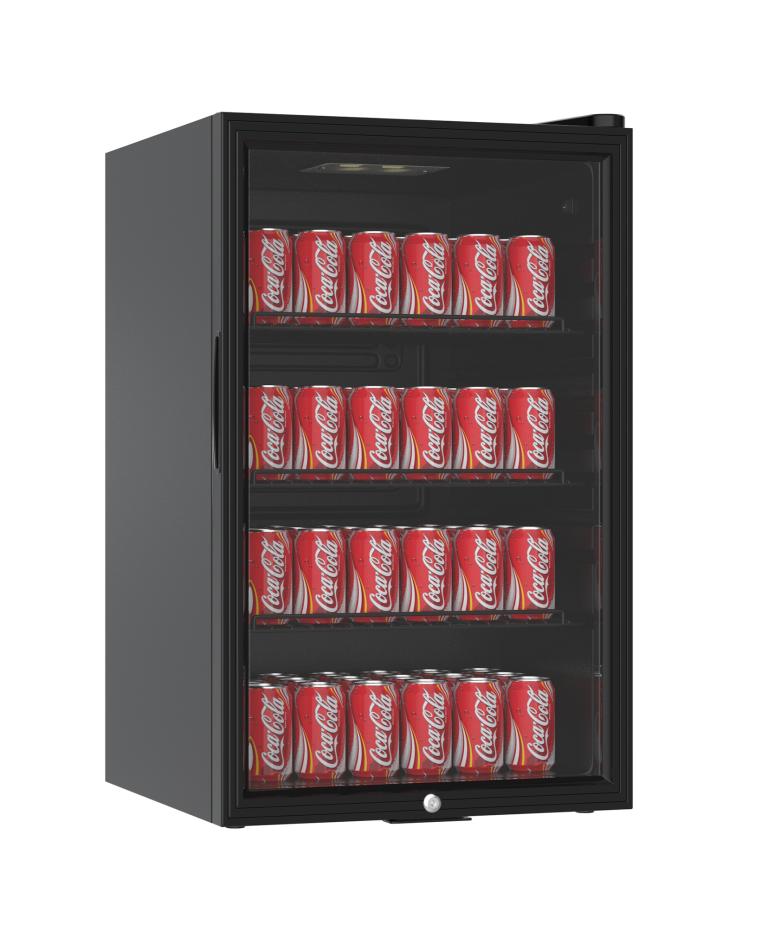 Mini koelkast glazen deur - 115 liter - H 84 x 54 x 53 CM - Zwart - Promoline