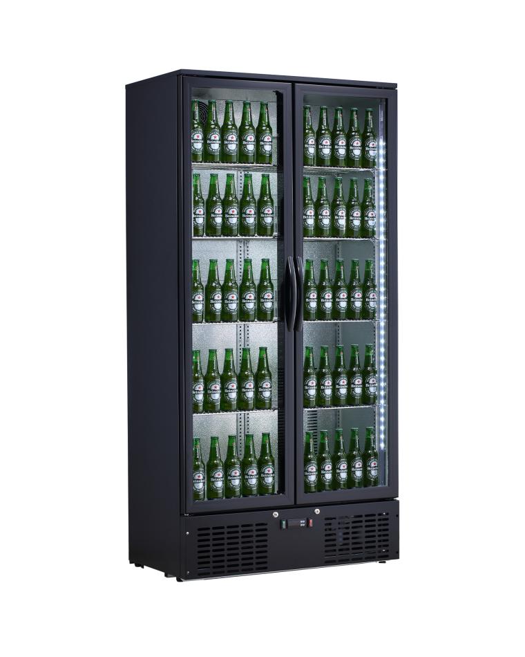 Koelkast glazen deur - 385 Liter - Zwart - Aluminium - Promoline