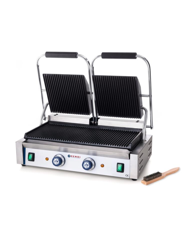 Contactgrill - dubbele versie - RVS - H 21 X 37 X 57 CM - Hendi - 263709