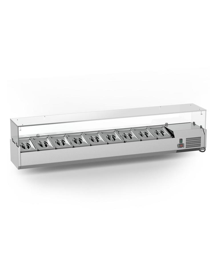 Gekoelde Opzetvitrine - 180 CM - 8 x 1/3 GN - Glas - Promoline