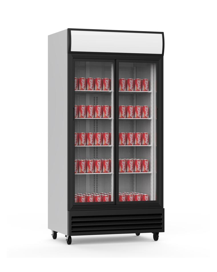 Koelkast glazen deur - 2 deurs - 800 Liter - H 203 x 100 x 70 CM - Promoline