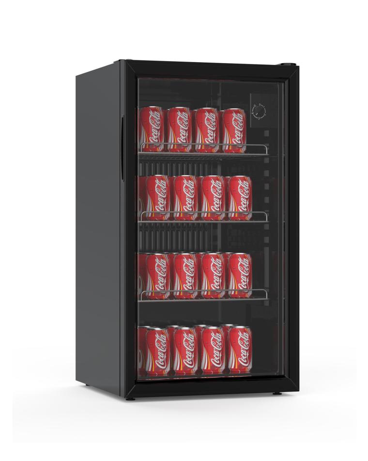 Mini koelkast - 80 liter - Glasdeur - Zwart - Promoline
