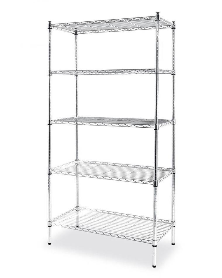 Opbergrek met 5 schappen - Verchroomd - H 183 X 45.5 X 91 CM - Hendi - 812204