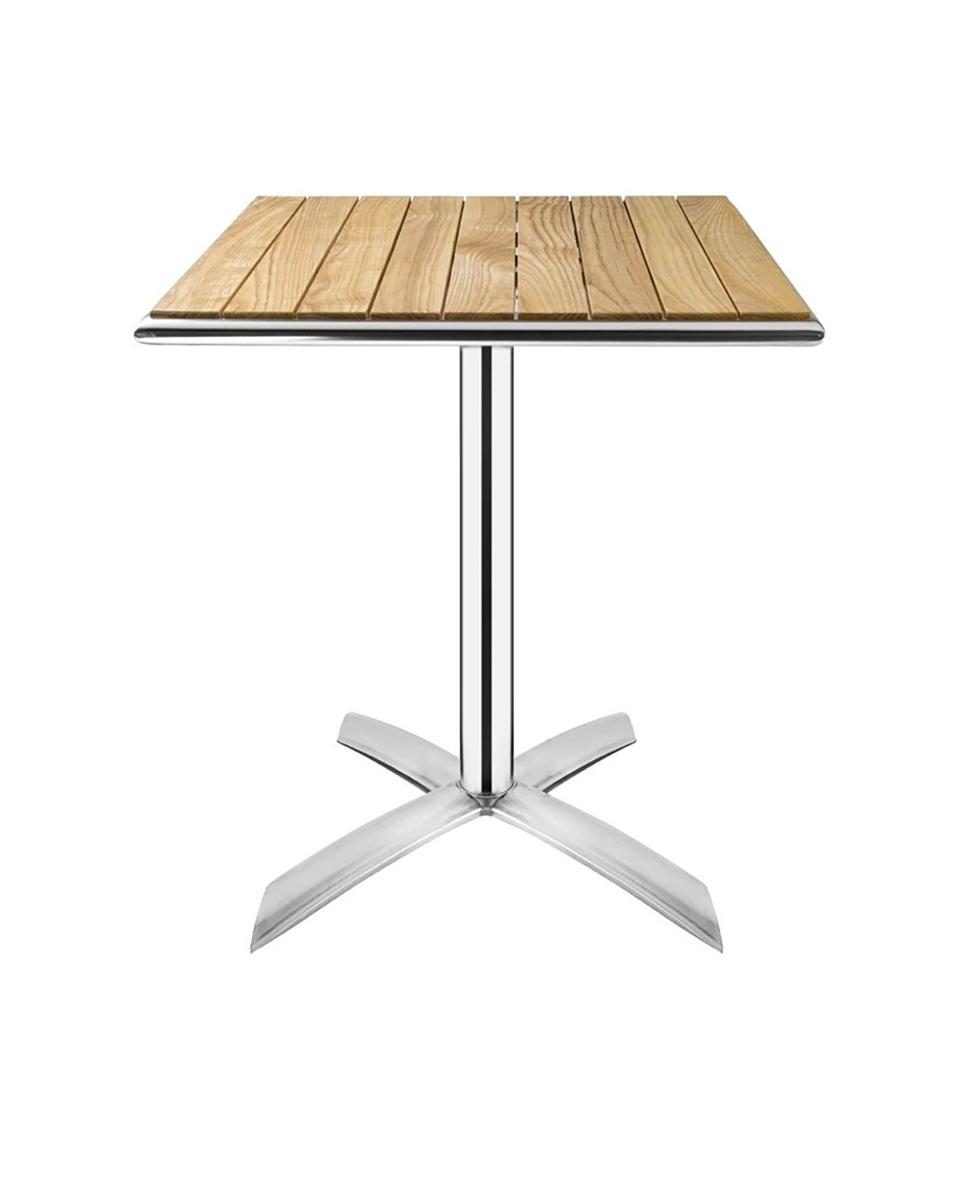 Opvouwbare tafel - H 73 x 60 x 60 CM - Essenhout/Aluminium - Bolero - GK991