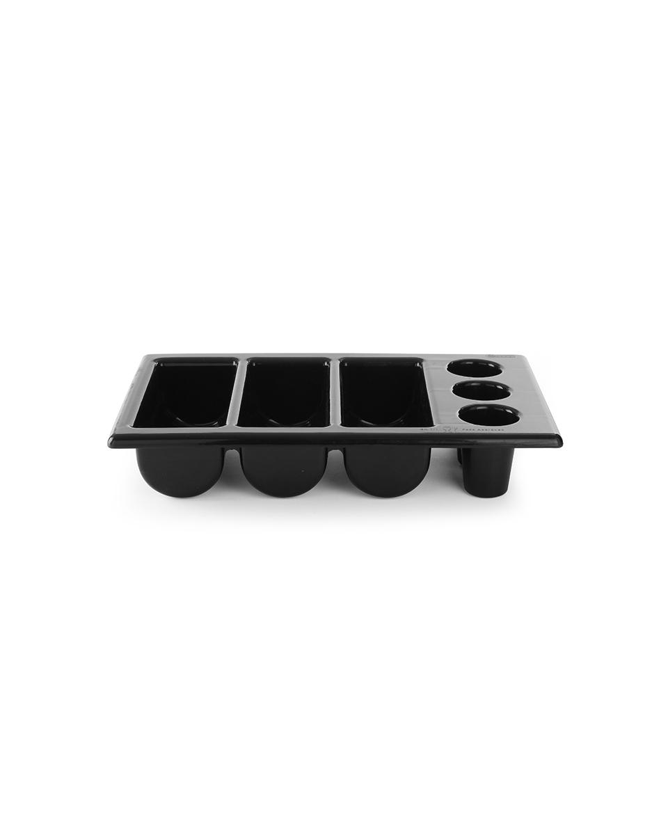 Bestekbak 6 vaks - Zwart - 1/1GN line - Hendi - 552360