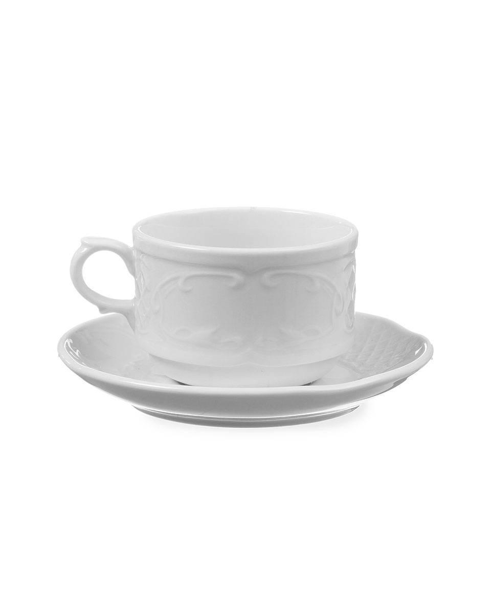 Schotel Koffie- en Cappuccinokop - 12 stuks - Flora - Porselein - 13.8 CM - Hendi - 787151