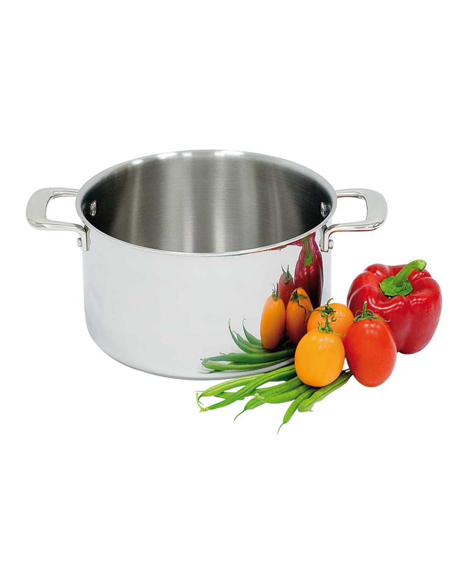 Kookpan - Ø28 x H 16 CM - RVS - Aluminium Kern - Zonder deksel - 9.8 Liter - Promoline