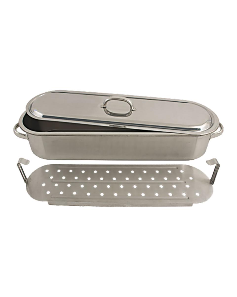Vispocheerpan - RVS - Met inzetrooster - H 10 x 45 x 15 CM - 6 Liter - Promoline