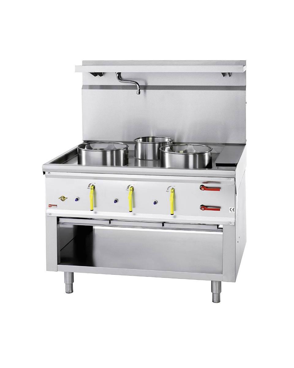Wok gasfornuis - 3 branders - Watergordijn - Diamond - CHINA/3L