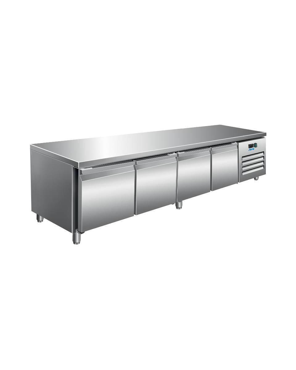 Koelwerkbank - 4 deuren - H 65 x B 223 cm - 420 Liter - RVS - Saro - 323-3118