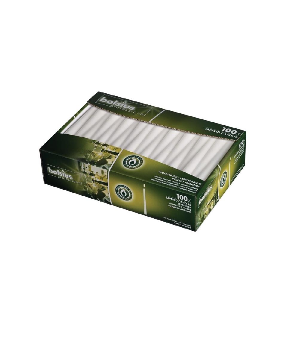 Dinerkaarsen - 100 stuks - Wit - 25.4 CM - Was - Bolsius - P960